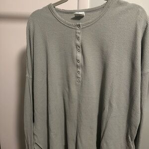 Aerie Sage Green Long Sleeve Henley Top